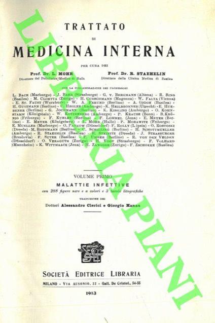 Trattato di medicina interna. Volume Primo. Malattie infettive - L. Mohr - copertina