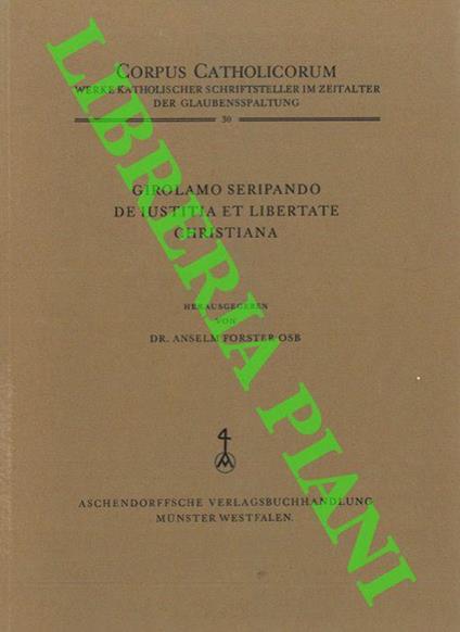 De iustitia et libertate christiana - Girolamo Seripando - copertina