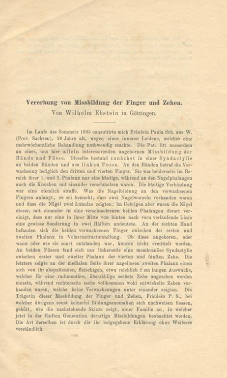 Vererbung von missbildung der finger und zehen - Wilhelm Ebstein - copertina