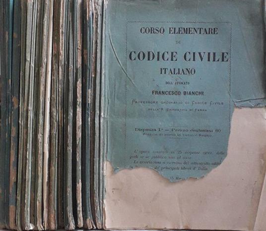 Corso elementare di Codice Civile Italiano. Vol. I, Vol. II e Vol. IV (dispense) - Francesco Bianchi - copertina