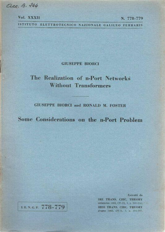 The Realization of n-Port Networks Without Transformers - Some Considerations on the n-Port Problem - Giuseppe Biorci - copertina