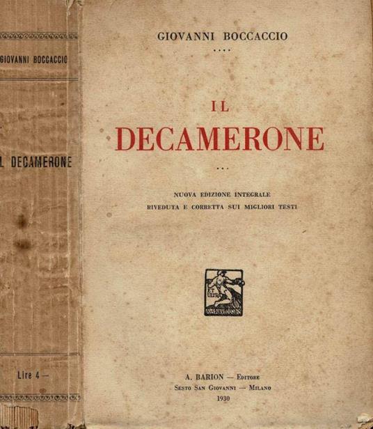 Il Decamerone - Giovanni Boccaccio - copertina