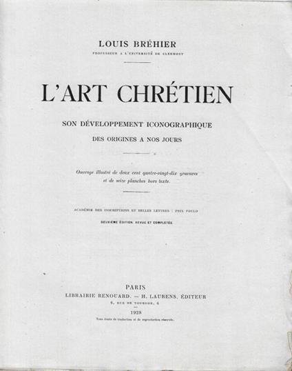 L' art chrétien - Louis Brehier - copertina