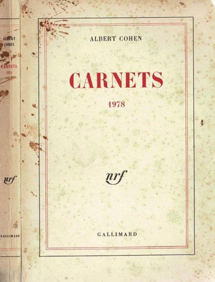 Carnets 1978 - Albert Cohen - copertina