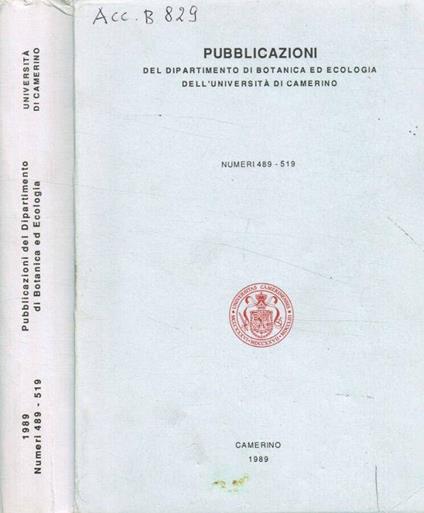 Pubblicazioni del Dipartimento di Botanica ed ecologia dell'Università di Camerino - Carmela Cortini Pedrotti - copertina