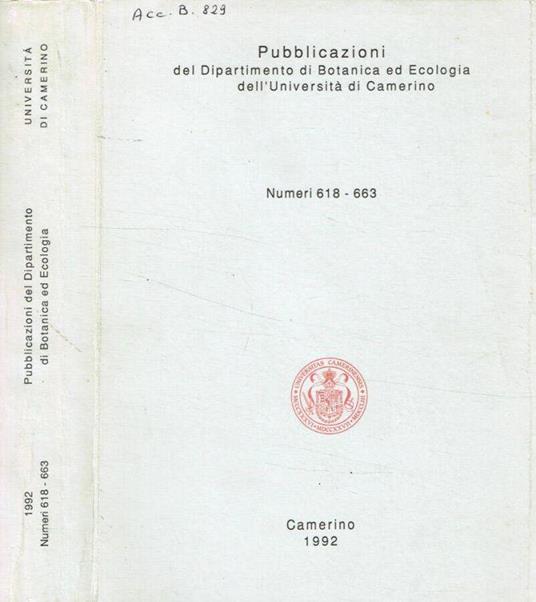 Pubblicazioni del Dipartimento di Botanica ed ecologia dell'Università di Camerino - Carmela Cortini Pedrotti - copertina