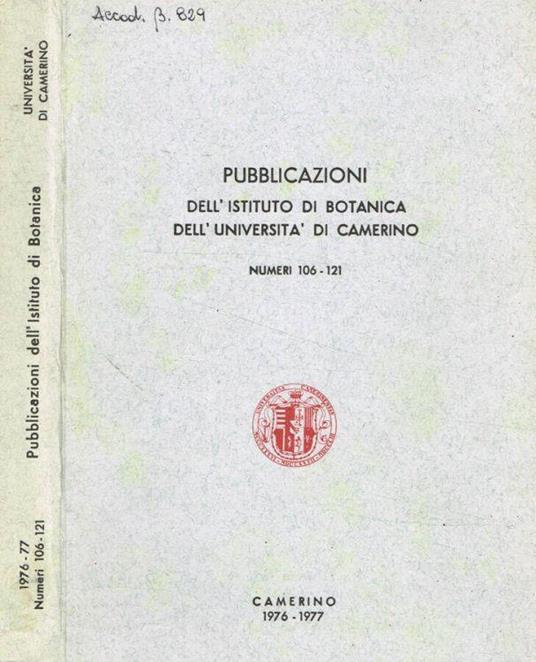 Pubblicazioni dell'Istituto di Botanica dell'università di Camerino - Carmela Cortini Pedrotti - copertina