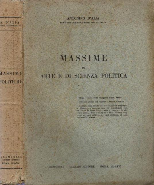 Massime di Arte e di Scienza Politica - Antonino D'Alia - copertina