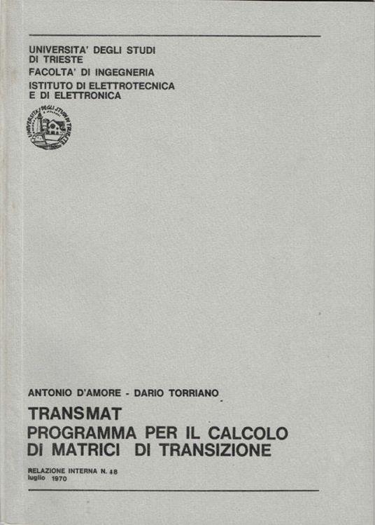 Transmat programma per il calcolo di matrici di transizione - Antonio D'Amore - copertina
