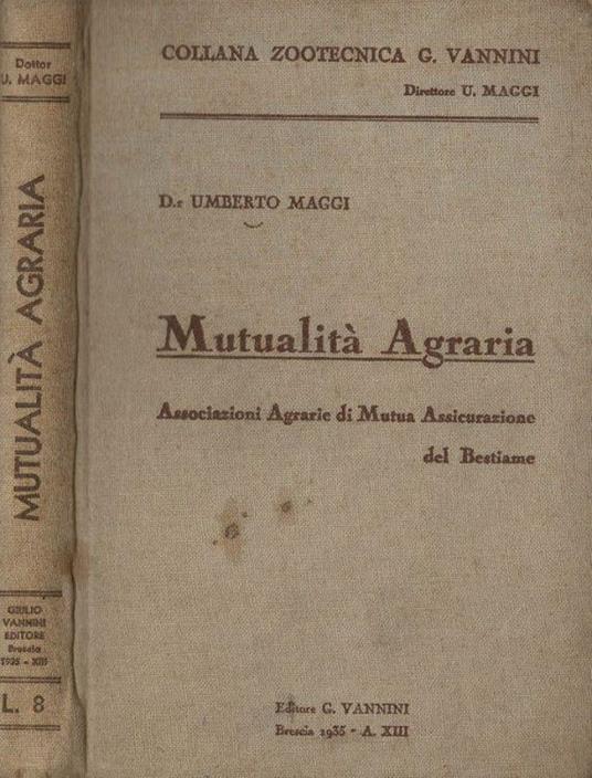 Mutualità agraria - Umberto Di Maggio - copertina