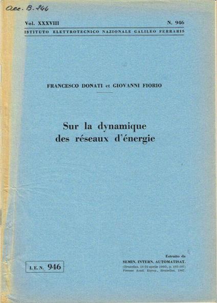 Sur la dynamique des réseaux d'énergie - Francesco Donati - copertina