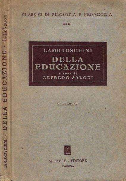 Della educazione - Raffaello Lambruschini - copertina