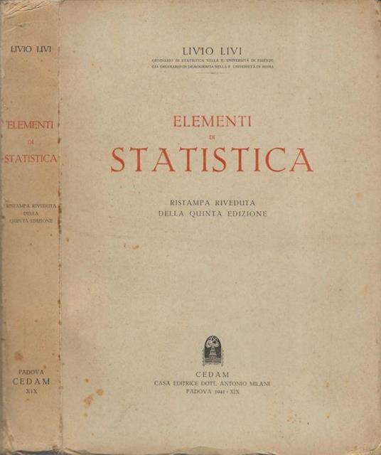 Elementi di statistica - Livio Livi - copertina