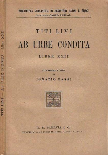 Ab Urbe Condita Liber XXII - Tito Livio - copertina