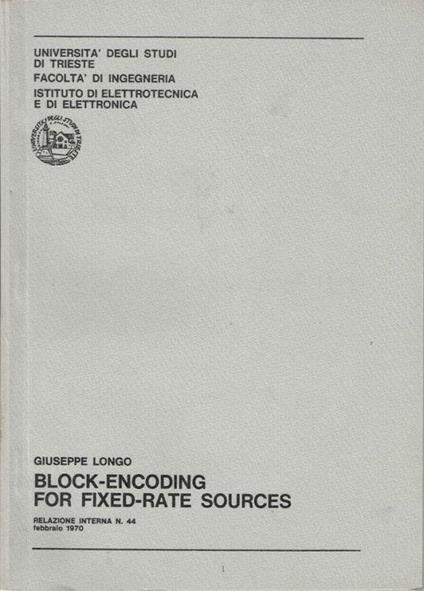 Block-encoding for fixed-rate sources - Giuseppe Longo - copertina