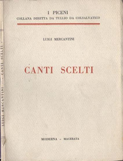 Canti scelti - Luigi Mercantini - copertina