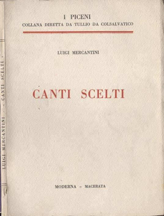 Canti scelti - Luigi Mercantini - copertina