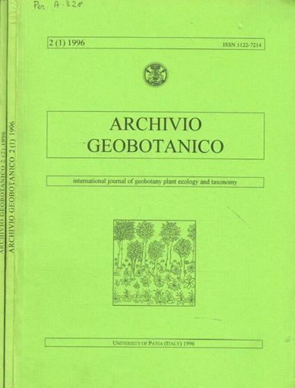 Archivio geobotanico. International journal of geobotany plant ecology and taxonomy. Vol.2, fasc.1, 2, anno 1996 - A. Pirola - copertina