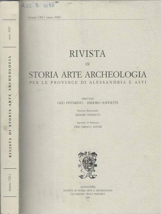 Rivista di Storia Arte Archeologia 2002 vol. 1 - Geo Pistarino - copertina