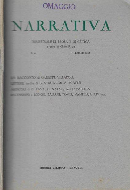 Narrativa 1957 - Gino Raya - copertina