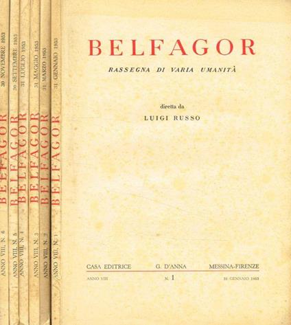 Belfagor. Rassegna di varia umanità. Anno 1953 - Luigi Russo - copertina