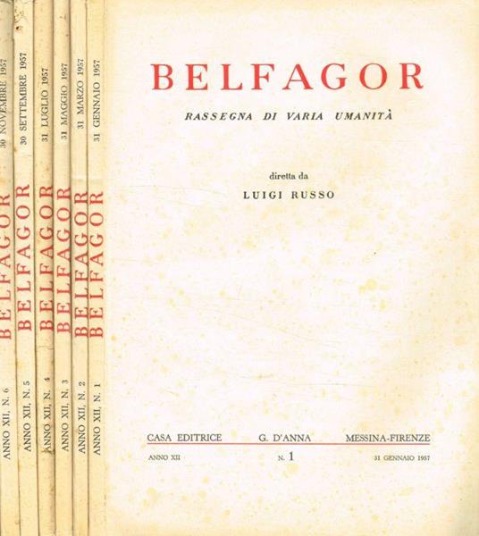 Belfagor. Rassegna di varia umanità. Anno 1957 - Luigi Russo - copertina