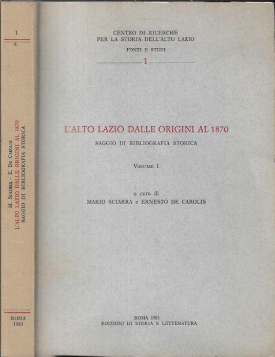 L' alto Lazio dalle origini al 1870 Vol I - Marco Sciarra - copertina