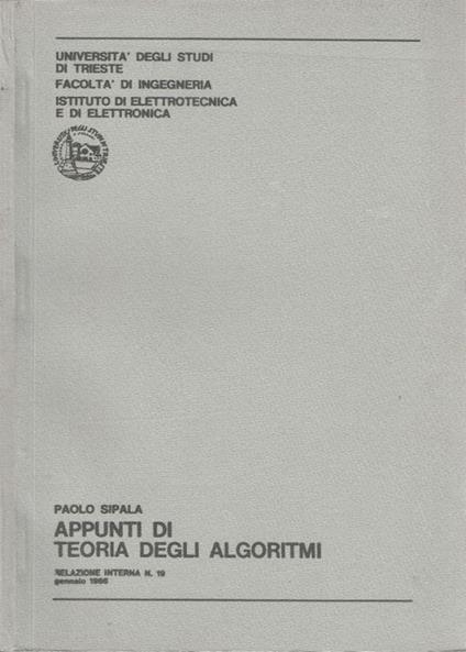 Appunti di teoria degli algoritmi - Paolo M. Sipala - copertina