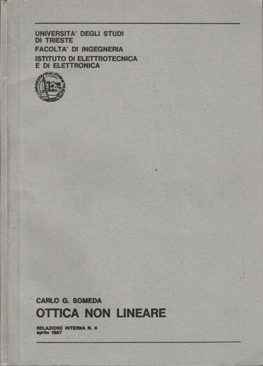 Ottica non lineare - Carlo G. Someda - copertina