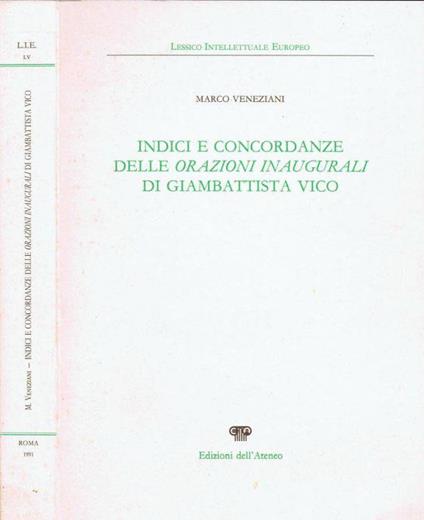 Indici e Concordanze delle Orazioni Inaugurali di Giambattista Vico - Marco Veneziani - copertina