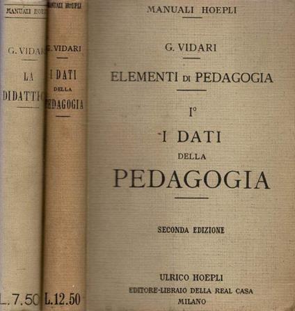 Elementi di Pedagogia - Giovanni Vidari - copertina