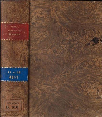Journal de pharmacie et de chimie III série tome 11-12 1847 - copertina