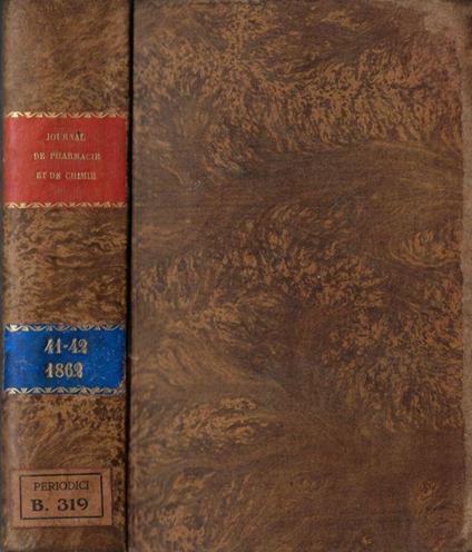 Journal de pharmacie et de chimie III série tome 41-42 1862 - copertina