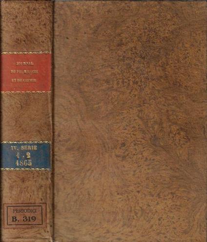 Journal de pharmacie et de chimie IV série tome 1-2 1865 - copertina