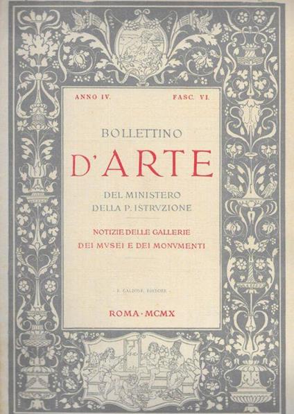 Bollettino d'arte del Ministero della P. Istruzione - copertina