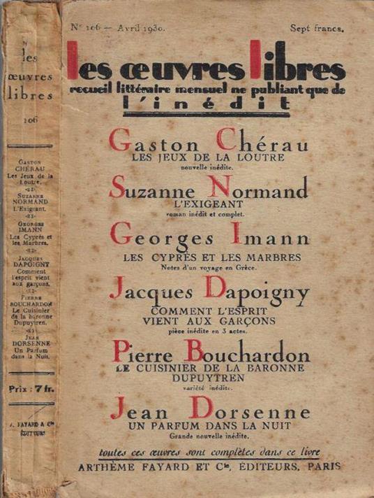 Les oeuvres libres anno 1930 n. 106 - copertina