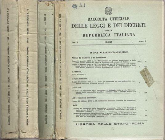 Raccolta ufficiale delle Leggi e dei Decreti - copertina