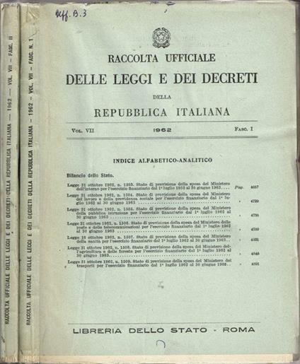 Raccolta ufficiale delle Leggi e dei Decreti della Repubblica Italiana - copertina