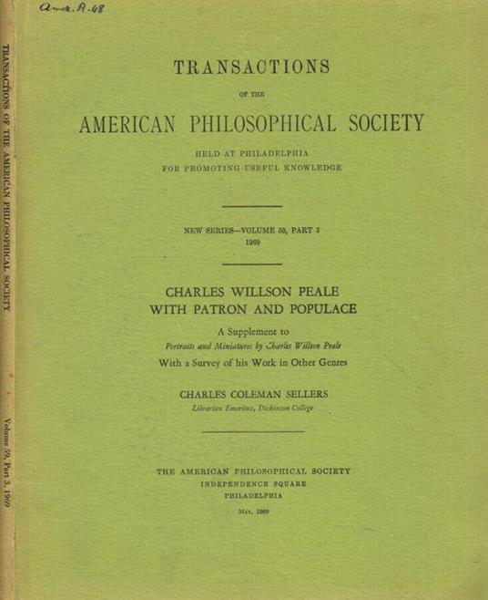 Transactions of the american philosophical society held at Philadelphia for promoting useful knowledge. New series, volume 59, part 3, 1969 - copertina