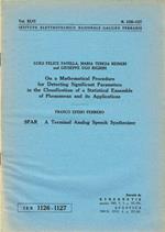 On a Mathematical Procedure for Detecting Significant Parameters in the Classification of a Statistical Ensemble of Phenomena and its Applications - SPAR - A Terminal Analog Speech Synthesizer