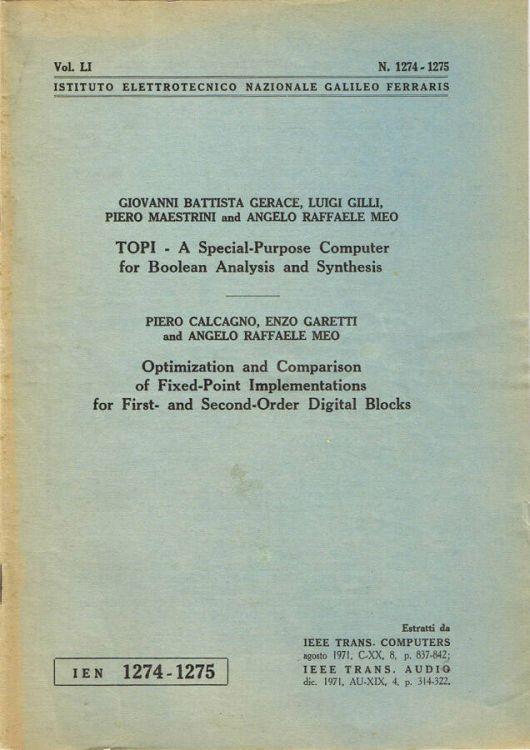 Topi - A Special-Purpose Computer For Boolean Analysis And Synthesis - Optimization And Comparison Of Fixed-Point Implementations For First- And Second-Order Digital Blocks - copertina