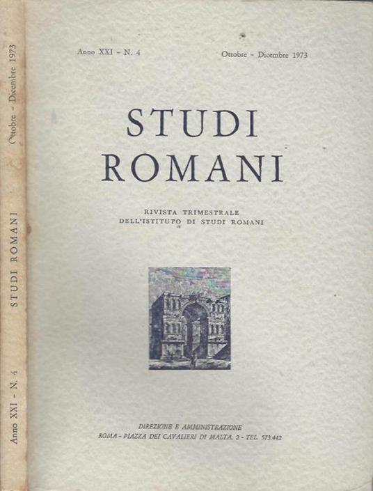 Studi romani, anno XXI, n. 4, ottobre-dicembre 1973 - copertina