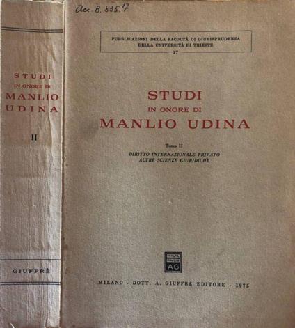 Studi in onore di Manlio Udina - copertina