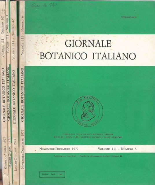 Giornale Botanico Italiano Annata 1977 - copertina