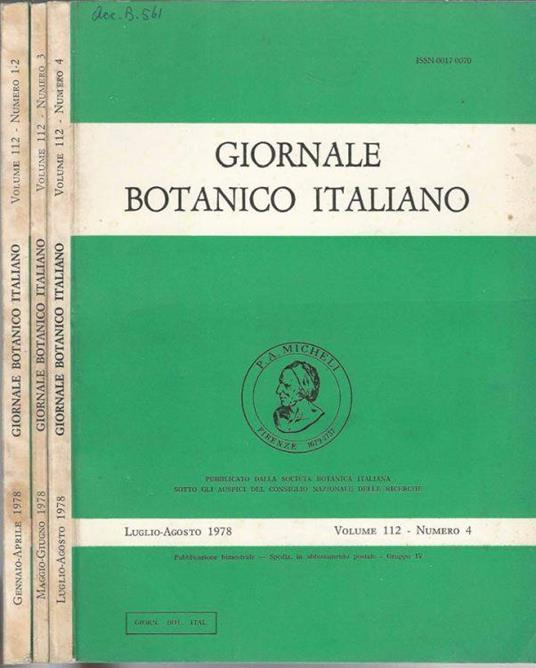 Giornale Botanico Italiano Annata 1978 (Gennaio-Agosto) - copertina