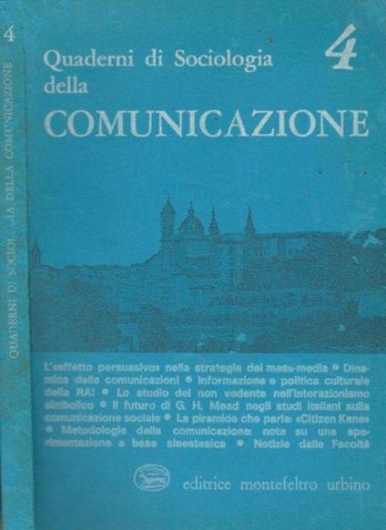 Quaderni di Sociologia della Comunicazione, n. 4, dicembre 1978 - copertina