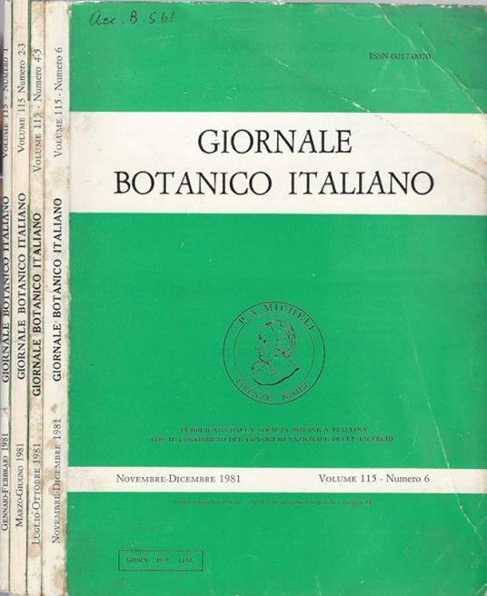 Giornale Botanico Italiano Annata 1981 - copertina