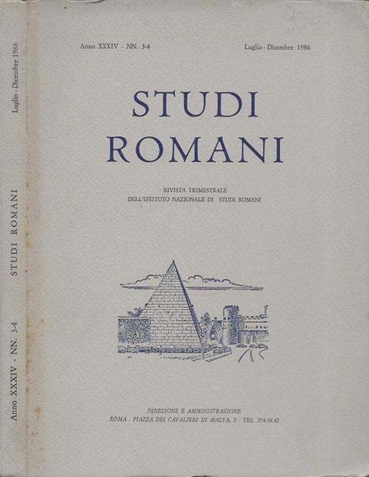 Studi Romani. Rivista trimestrale dell'Istituto Nazionale di Studi Romani - copertina