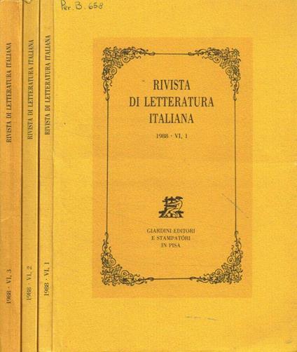 Rivista di letteratura italiana. 1988, VI I, II, III - copertina