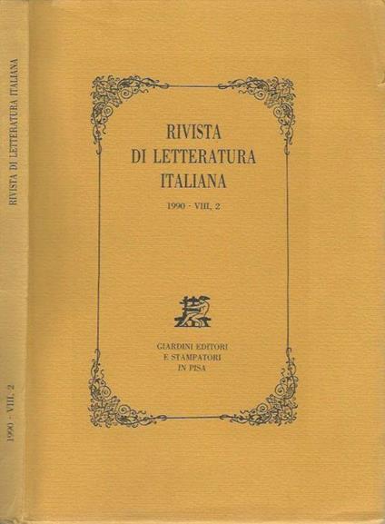 Rivista di letteratura italiana 1990 - VIII, 2 - copertina